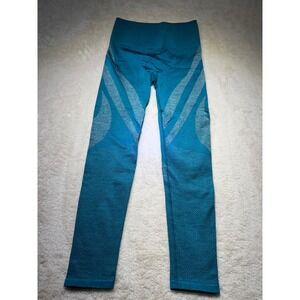 Fabletics Teal Blue Seamless Leggings Women Size M High Waist Fitness Workout